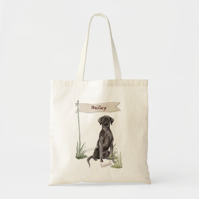 Custom Name Black Lab Pet Dog Tote Bag (Front)