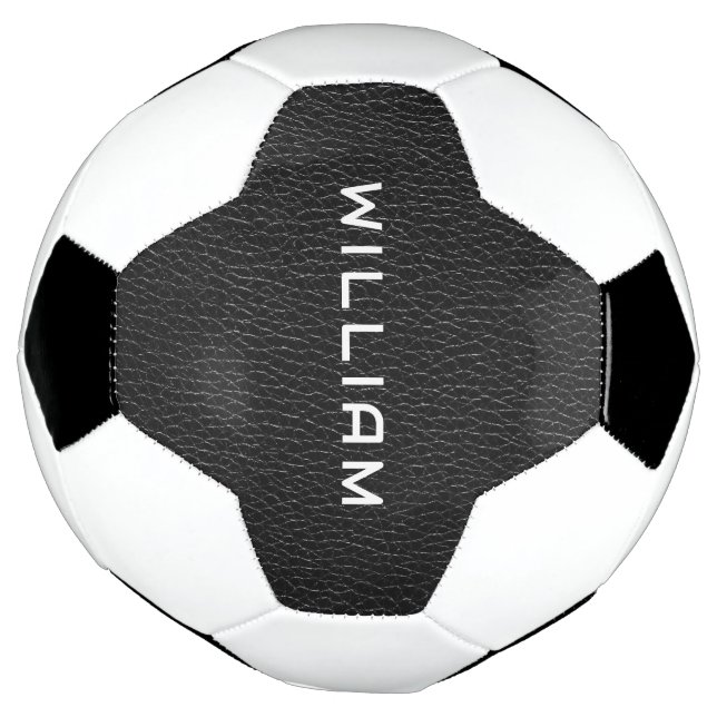 Custom Name Black Leather Finish Texture Football (Rotated)