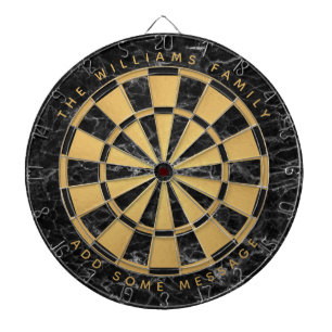 Custom Name Black Marble Faux Gold Foil Elegant D Dartboard