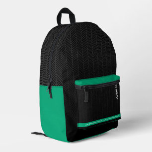 Custom Name Black Modern Printed Backpack