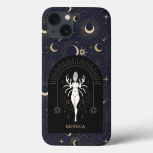 Custom Name Black Mystic Zodiac Cancer iPhone 13 Case