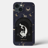 Custom Name Black Mystic Zodiac Pisces