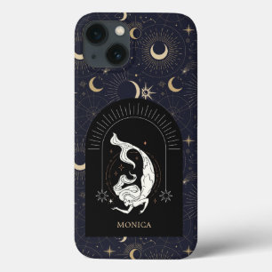 Custom Name Black Mystic Zodiac Pisces iPhone 13 Case