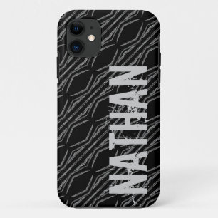 Custom Name Black Silver Geometric For Him G607 iPhone 11 Case