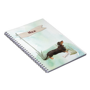 Custom Name Black & Tan Dachshund Pet Dog Notebook