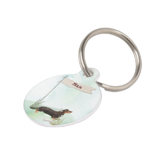 Custom Name Black & Tan Dachshund Pet Dog Pet Tag