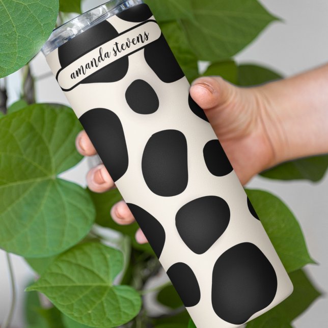 Custom Name Black Typography Abstract Pattern Thermal Tumbler (Creator Uploaded)