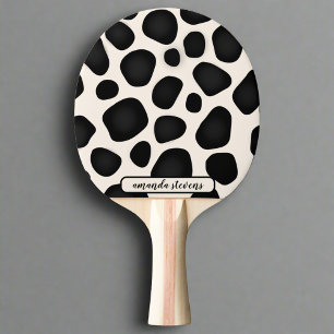 Custom Name Black Typography Pattern Abstract  Ping Pong Paddle