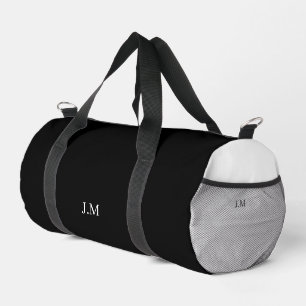 Custom Name Black White Duo Tone Gym Duffle Bag