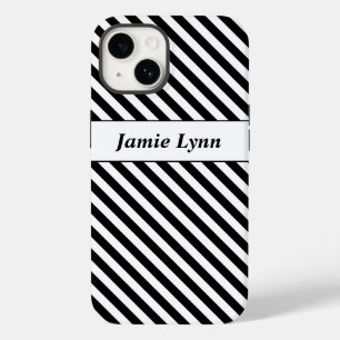 Custom Name Black/White Stripes Case-Mate iPhone 14 Case