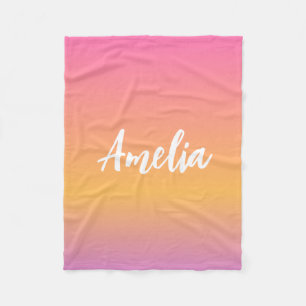 Custom Name Blanket Amelia Girls Kids Ombre Sunset