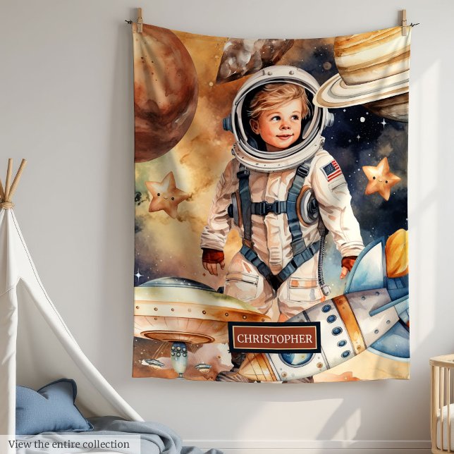 Custom Name Blanket with Stars Rocket and Planets (Custom Name Blanket with Stars Rocket and Planets

)