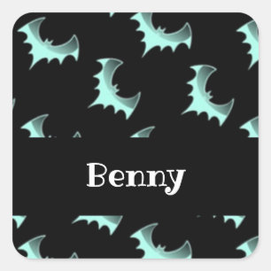 Custom name blue bats square sticker