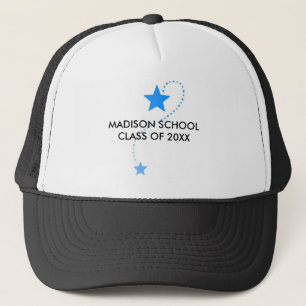 Custom Name Blue Brandon, Class of, Graduation Sta Trucker Hat