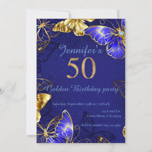 Custom Name Blue Butterfly Party Invitation