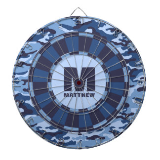Custom Name Blue Camo Dartboard