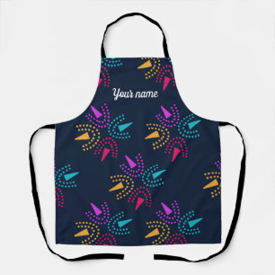 Custom name blue colourful modern stars - elegant apron