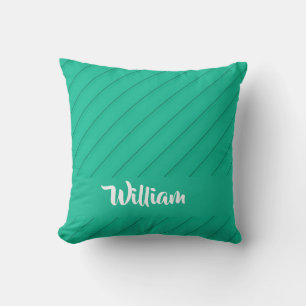Custom name blue diagonal plastic textured cushion
