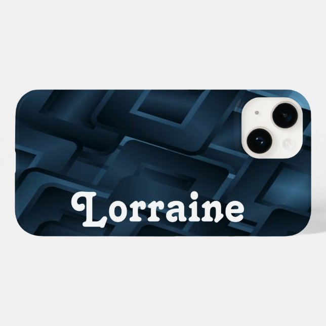 Custom name blue diamond shapes Case-Mate iPhone case (Back (Horizontal))