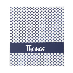 Custom name blue dots patterned notepad