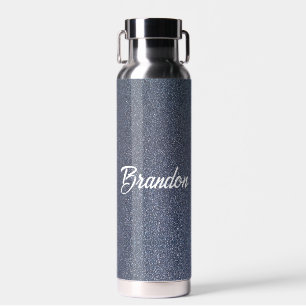 Custom name blue glitter water bottle
