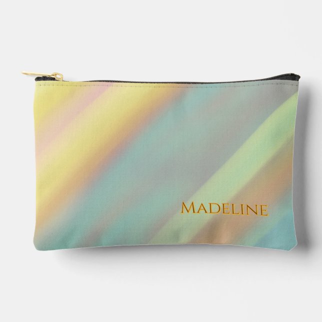 Custom Name Blue Green Coastal Beach  Accessory Pouch (Front)