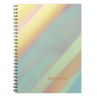 Custom Name Blue Green Coastal Beach Notebook