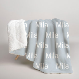 Custom Name Blue-Grey Sherpa Blanket for Newlyweds