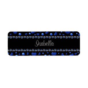 Custom name, Blue heart glitter pattern