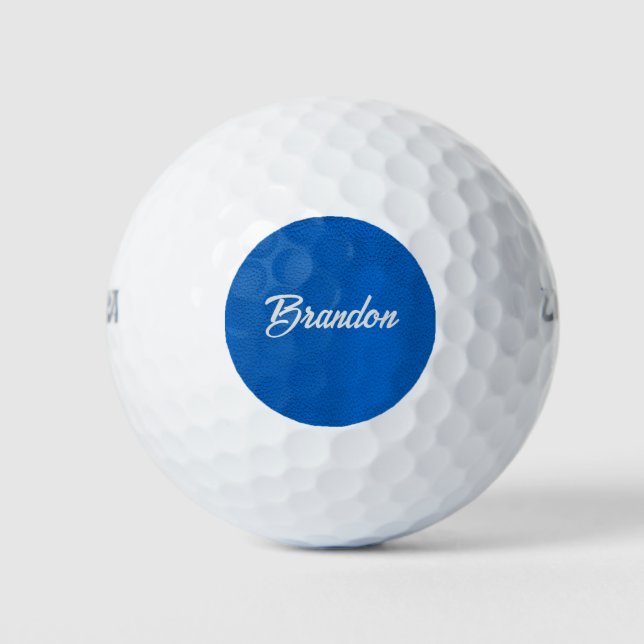 Custom name blue leather golf balls (Front)
