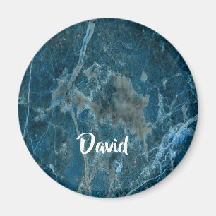 Custom name blue marble tile magnet