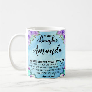 Custom Name Blue Message for Daughter from Dad Coffee Mug