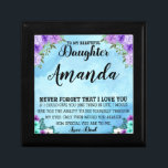 Custom Name Blue Message for Daughter from Dad Gift Box<br><div class="desc">Show your daughter how much she means to you with this custom name design. Featuring her name in a beautiful blue background with purple flowers and a warm message, this design will become a cherished keepsake for years to come. Perfect for birthdays, graduations, or just because, give her a gift...</div>