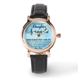 Custom Name Blue Message for Daughter from Dad Watch