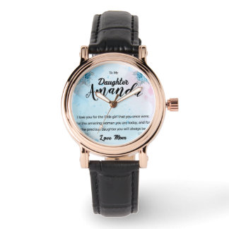 Custom Name Blue Message for Daughter from Mum Watch