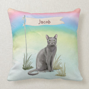 Custom Name Blue Russian Cat Pet Cushion