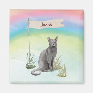 Custom Name Blue Russian Cat Pet Magnet