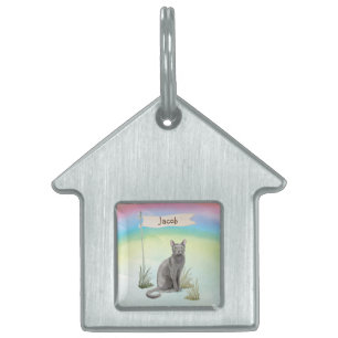 Custom Name Blue Russian Cat Pet Pet ID Tag