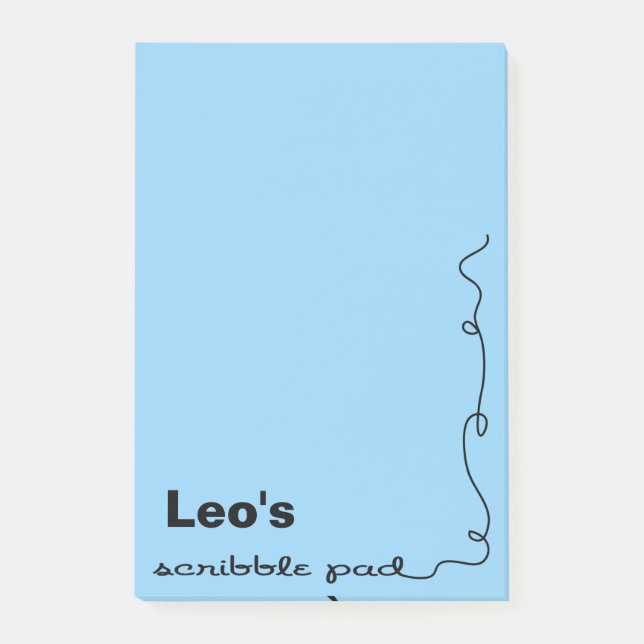 Custom Name Blue Scribble Pad Post-it Notes (Front)