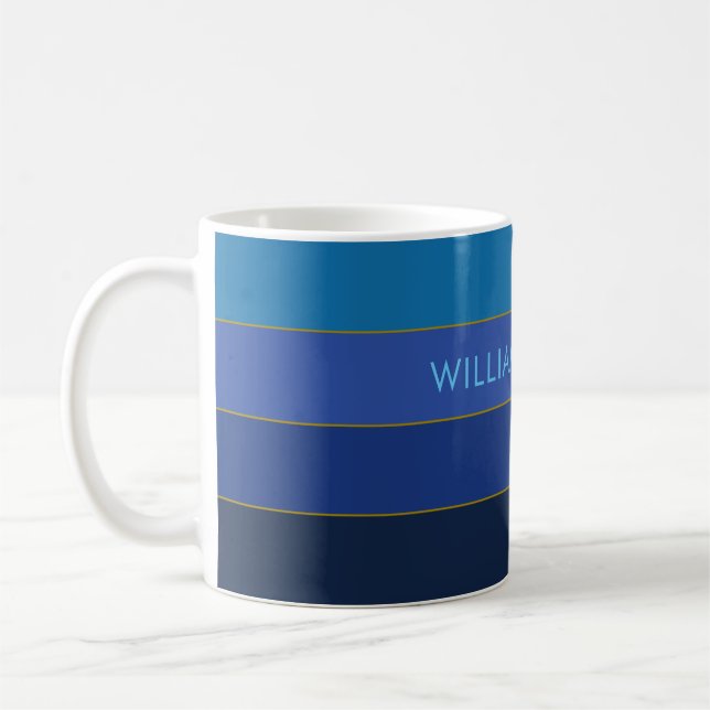 Custom Name Blue Shades Colour Block  Coffee Mug (Left)