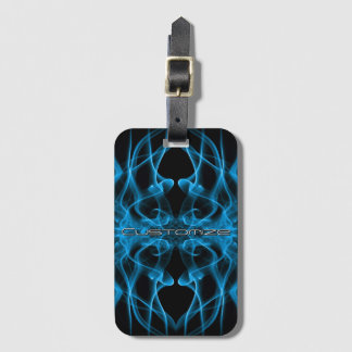 Custom Name Blue Smoke Symmetrical Black Luggage Tag
