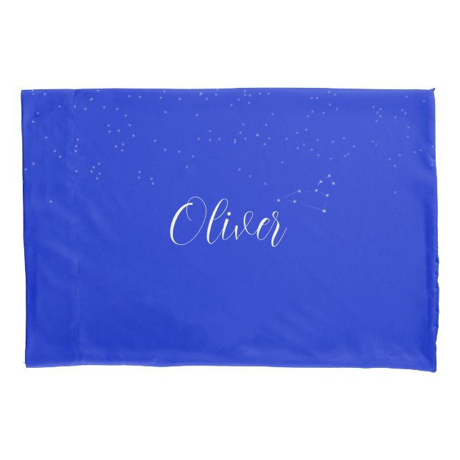 Custom name blue starsky Leo Zodiac starformation Pillowcase (Front)