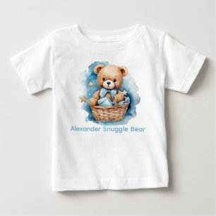 Custom Name Blue Teddy Bear Baby Shirt