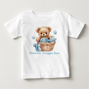 Custom Name Blue Teddy Bear Baby Shirt