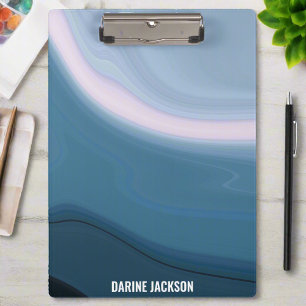 Custom Name Blue Watercolor Ocean Professional Clipboard