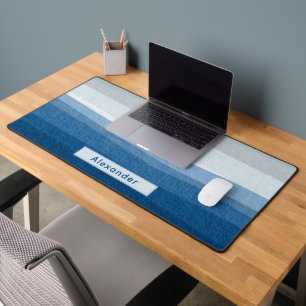 Custom Name Blue Waves Office Decor Deskmat