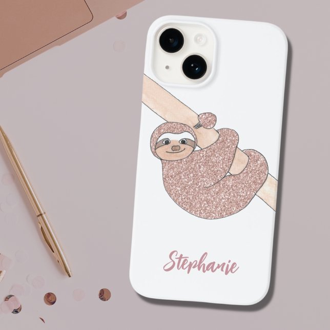 Custom Name Blush Glitter Cute  Case-Mate iPhone Case (Creator Uploaded)