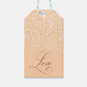 Custom Name Blush Glitter Love Typography FFCBA1 Gift Tags