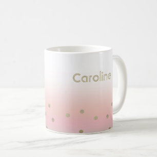 Custom Name Blush Pink Gold Christmas Gift  Coffee Mug