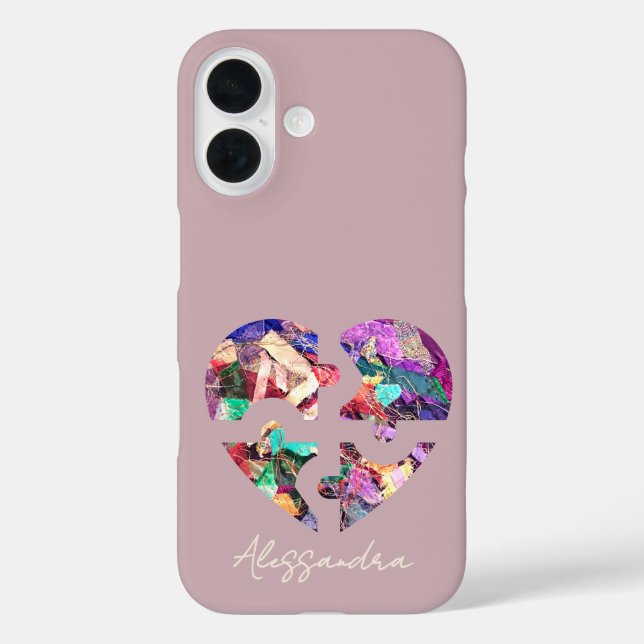 Custom Name Blush Powder Pink Cute Colourful Heart Case-Mate iPhone Case (Back)